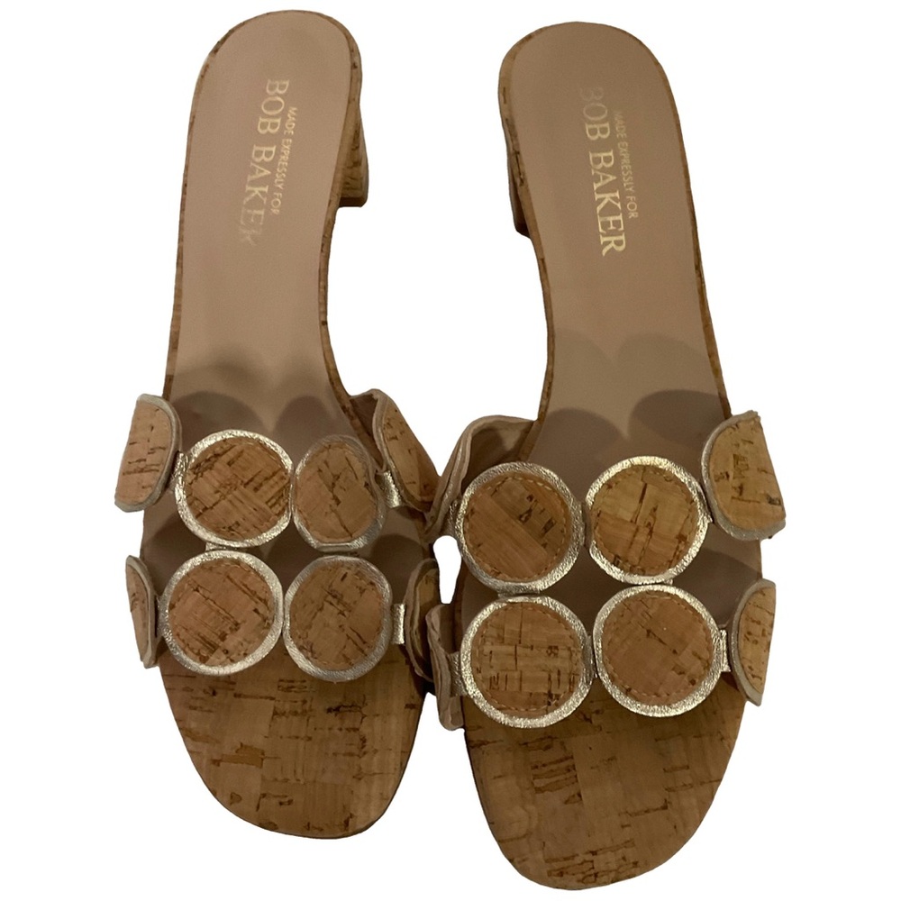 Bob Baker Lively Slide Cork Upper Sandals Trim Circles, Open Toe, 1.5” Heel 41